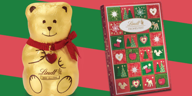 Tradičního zlatého medvídka od Lindtu doplňují adventní kalendáře a pralinky